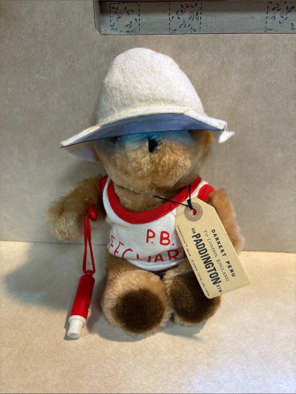 VTG Eden Toys 1981 Paddington Bear Peru Lifeguard Plush 10" Original NWT